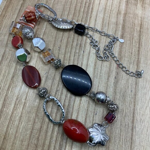 Premier Designs "Ignite" Multi Colored Silver Tone Necklace - Picture 6 of 6